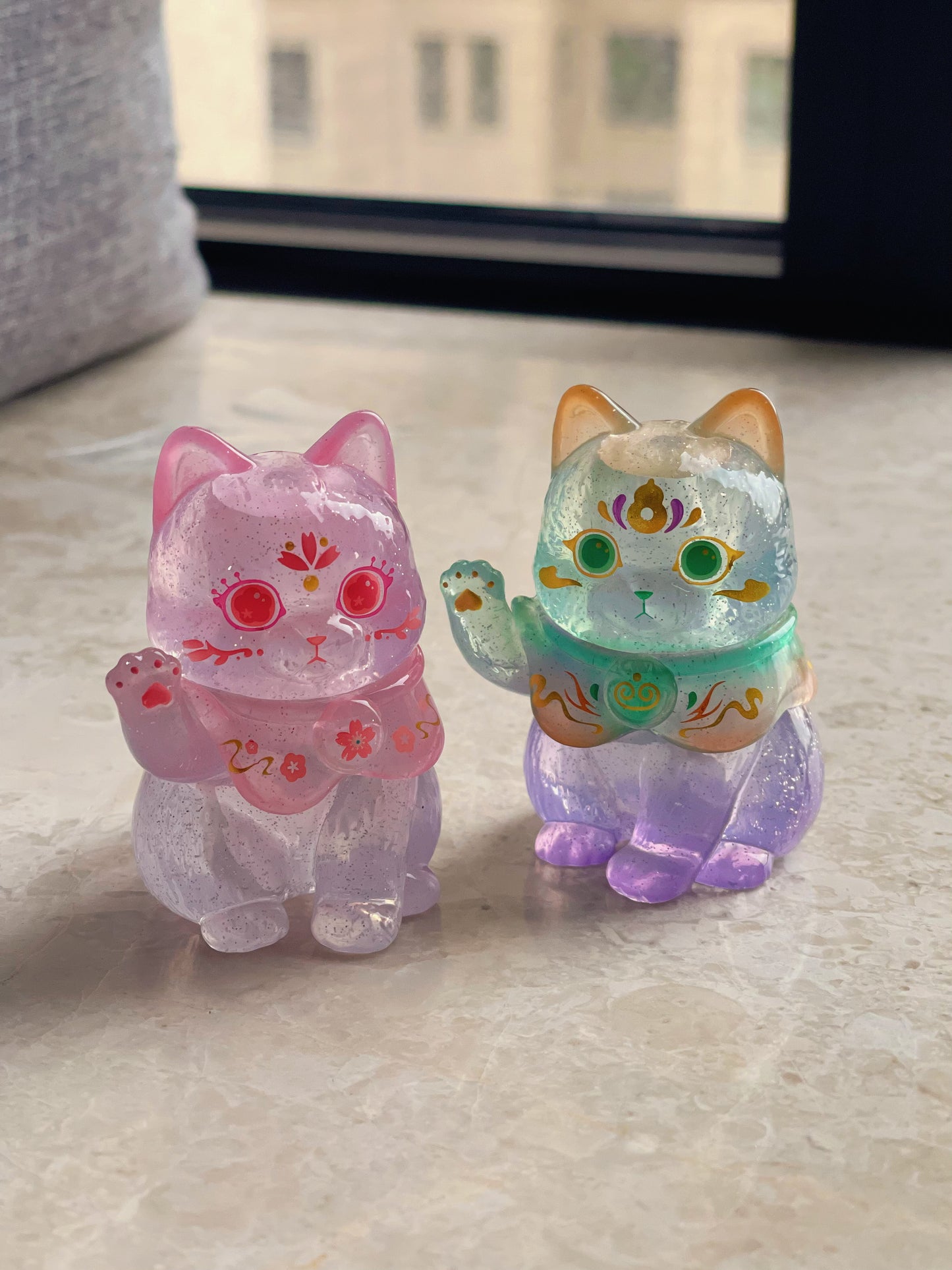 Lucky Cat Limited Edition:Jade Cat & pink cat