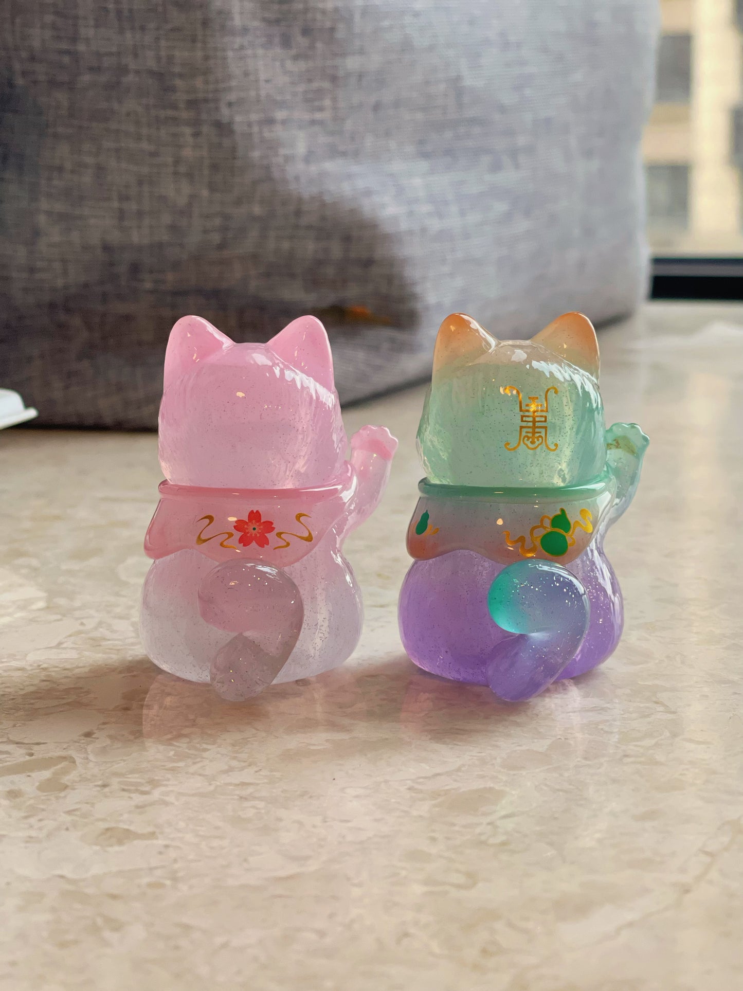 Lucky Cat Limited Edition:Jade Cat & pink cat